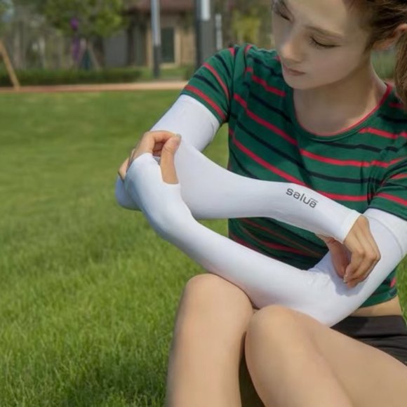 Sports Cooling Arm Sleeves Unisex Sun Block UV - Picture 6 of 9